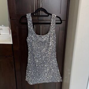 Princess Polly Silver Sparkle Mini Dress